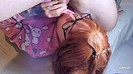 i watched my naughty redhead deep throat and get rough fucked until cum on her face