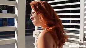 Redhead enjoys wild threesome with friends at birthday bash, wanna join?