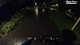 Perfect teen Lili Charmelle rides hard outdoors