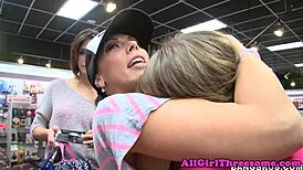 Foursome babe says, 'I love getting my ass banged with strapon.' She enjoys group anal banging.