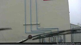 teen hottie fingering herself in the car 😍