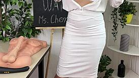 teacher dominates with spanking and wanking in roleplay