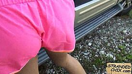 Teen Nadia Capri Enjoys Outdoor Cock Play in Public Pickup Adventure