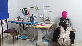 intense seduction in the sewing workshop