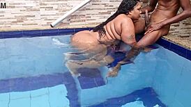 Magrinho dotado took the bbw beauty for a wild ride by the pool.