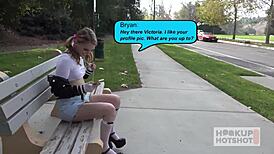 Collared woman rides during a casual game date.