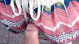 on the balcony, latina sucks and gets pounded in public