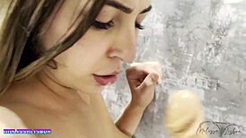 Sucking Huge Cock Until Choking And Cumming In Mouth