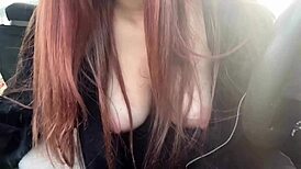Italian Big Tits Milf Artemisia Love Flashes Nipples Outdoor in Car