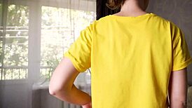 Real amateur teases with tight thong on athletic ass