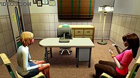 Hey, watch this horny teen girl suck her hot futa teacher’s massive cock!