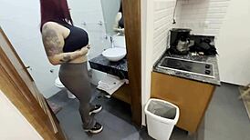 wife tries best friend's cock while husband is away