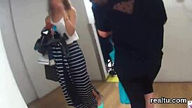 adorable czech chick seduced in shopping centre, clothes ripped for group banging