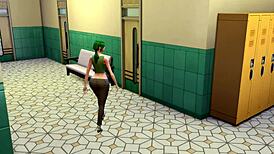 Hey, watch this horny teen girl suck her hot futa teacher’s massive cock!