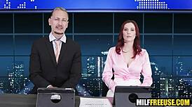 Hot milfs get freeused wild during live news broadcast
