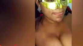 this latina in lingerie gets a blowbang and cum on her ass at home.