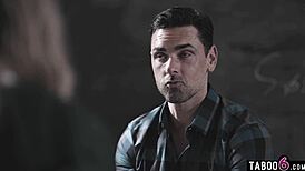 Lily Larimar, petite cheerleader teen, complimented by older teacher Ryan Driller in blowjob and fucking scene.