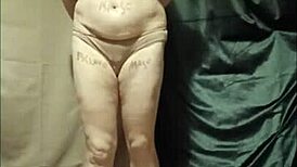 French Slave Whore Flashes Tits in Public Bondage