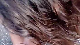 on the balcony, latina sucks and gets pounded in public