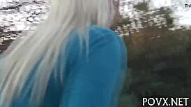 Filthy teen pussy gets fully exposed to the camera in raw POV action.