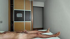 i jerk off boldly in front of hotel cleaning lady in bedroom