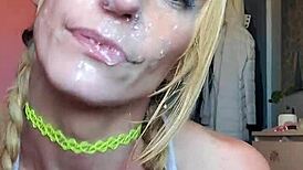 vanessa hastings gets messy with spit on her face during dildo deepthroat. Pretty wild stuff!