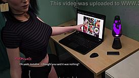 In summer heat, a curvy girl in cute outfit explores 3d porn.