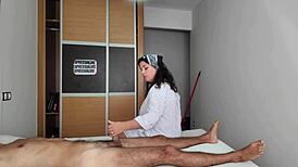 i jerk off boldly in front of hotel cleaning lady in bedroom