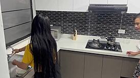 A good sex in the kitchen with my beautiful half-sister