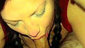 Curvy Brunette Milf Gives Quick Sloppy Blowjob With Deepthroat