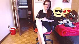 your stunning italian stepmother gets wild orgasms at her desk