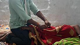 Indian village couple bangs hard on romantic ranch night