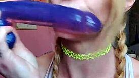 vanessa hastings gets messy with spit on her face during dildo deepthroat. Pretty wild stuff!