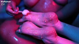 Cutie Piie Rubs Popsicle On Her Bare Feet