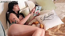 big tits big ass hot brunette babe in a see through dress shows her beautiful boobs and teases a guy under his towel