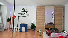 christmas decoration and pole dancing behind the scenes
