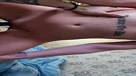 Early morning quickie with redhead girlfriend, bent over in doggystyle and riding cowgirl