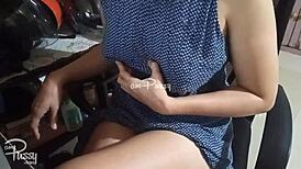 i see this asian amateur woman naked and gropin her shaved pussy. she was so hairless and nude in her homemade video.