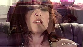 elle frantically rubs herself after stripping off tight corset