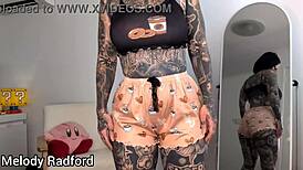 Sexy sleepwear try-on haul with curvy tattooed babe