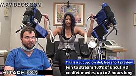 Phoenix Rose, the human guinea pig, moans through another mandatory hitachi orgasm session with Doctor Tampa.