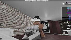 Fucking another fan in roblox studio condo, submissive blowjob leading to creampie
