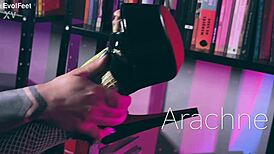 She indulges in foot worship with pantyhose and tattoos