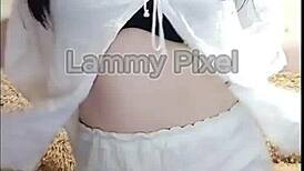 Horny Brunette LAMMY PIXEL STRIPTEASES Gorgeous ASS