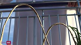 she whispers, watch this skinny blonde ride her driver in the kitchen