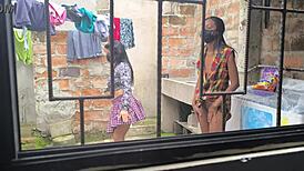 Hot Latina Housewives Turn Sluts In Homemade Porn After Laundry.