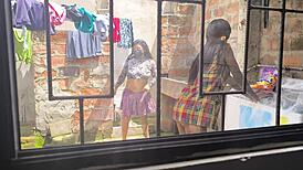 Hot Latina Housewives Turn Sluts In Homemade Porn After Laundry.