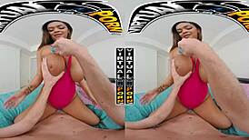 I'm watching virtual porn where gorgeous ashlyn peaks in a swimsuit makes tony rubino crazy to fuck her, and it's driving me nuts!