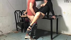 Lucky delivery guy with a curvy Mexican teen in heels! 🔥