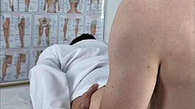 Redhead Nurse Examines Patient's Hard Cock In Uniform